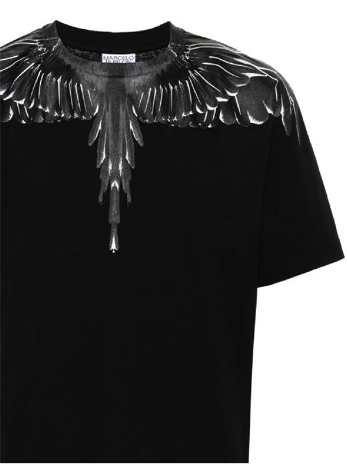 T-shirt nera con stampa wings MARCELO BURLON | CMAA056C99JER0011010